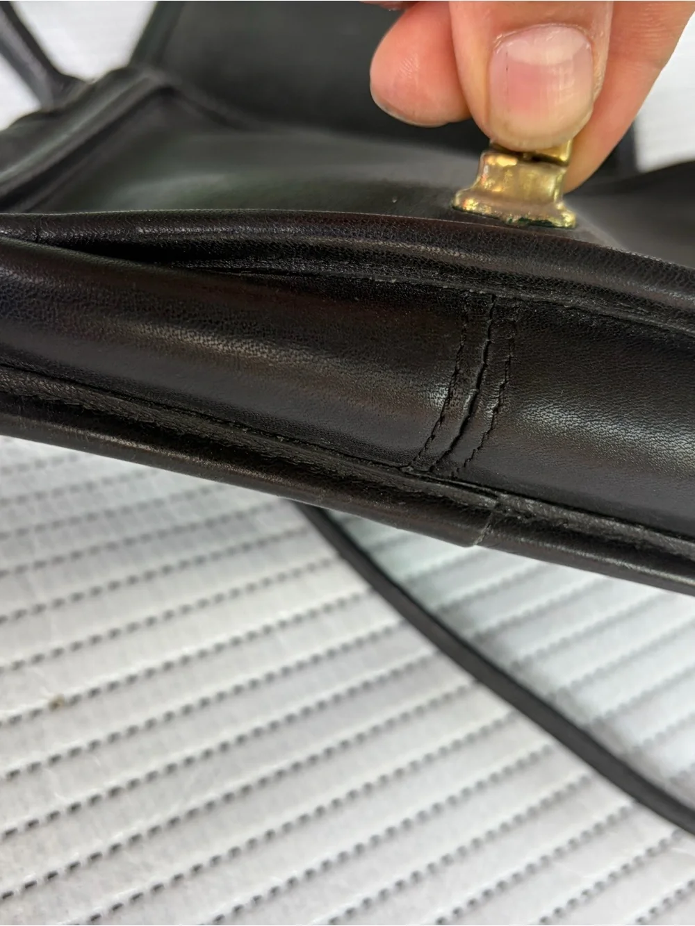 Vintage Coach Black Leather Crossbody Bag with Gold Turnlock